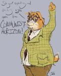 Rating: s
ID: 1572284
Date: 2018-06-13 15:08:19 -0400
Status: active
Score: 0
anthro bottomwear clothed clothing communism english_text eyewear fur glasses grey_background jacket lagomorph leporid mammal necktie orange_body orange_fur overweight overweight_anthro pants politics rabbit raised_arm scriabin scribe_wolf shirt simple_background solo text topwear wesley_(marlon_bundo) post #1572284