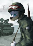 Rating: s
ID: 4138230
Date: 2023-06-28 12:29:22 -0400
Status: active
Score: 381
2023 anthro armor battle blue_eyes brown_body brown_fur canid canine canis clothing combat_stress cyrillic_text digital_drawing_(artwork) digital_media_(artwork) eyewear eyewear_on_head fanteliscio fifa frown fur goggles goggles_on_head gun half-length_portrait headgear helmet hi_res imminent_death javelin_(weapon) looking_down male mammal mascot military military_uniform multicolored_body multicolored_fur neck_tuft politics portrait ranged_weapon ratnik rifle rifle_sling russian_text russo-ukrainian_war soldier solo standing t-72_(tank) tank_(vehicle) text thousand_yard_stare tuft two_tone_body two_tone_fur uniform uralvagonzavod vehicle warrior weapon weapon_on_shoulder white_body white_fur wolf zabivaka post #4138230