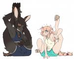 Rating: s
ID: 1514788
Date: 2018-04-14 11:13:17 -0400
Status: active
Score: 27
anthro blush bovid bovine bulge cattle clothed clothing cloven_hooves deer duo eyes_closed female flexible hi_res hooves horn legs_behind_head legs_up male mammal nobby_(artist) simple_background stretching white_background yoga post #1514788