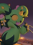 Rating: s
ID: 3973619
Date: 2023-04-05 11:58:52 -0400
Status: active
Score: 101
3:4 3_fingers absurd_res claws digital_media_(artwork) elemental_creature eyelashes female fingers flora_fauna generation_5_pokemon green_body headless_tambourine hi_res holding_musical_instrument holding_object inkune looking_at_viewer looking_back maractus musical_instrument nintendo one_eye_closed open_mouth open_smile percussion_instrument plant pokemon pokemon_(species) smile solo spikes spikes_(anatomy) tambourine wink winking_at_viewer yellow_eyes post #3973619