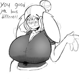 Rating: s
ID: 5612546
Date: 2025-05-31 21:17:43 -0400
Status: active
Score: 6
1:1 anthro big_breasts blush breasts cleavage clothed clothing digital_media_(artwork) female fur hi_res huge_breasts intersex_(lore) lagomorph madame_eclipse_(character) madameeclipse mammal monochrome simple_background solo white_background post #5612546