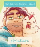 Rating: s
ID: 5565646
Date: 2025-05-11 21:59:43 -0400
Status: active
Score: 19
2025 artist_name avian avian_caruncle beak bird black_eyes blue_clothing blue_jacket blue_topwear chicken clothing colored comb_(anatomy) dewlap_(anatomy) digital_drawing_(artwork) digital_media_(artwork) dot_eyes duo english_description english_text eyebrows feathers female female_feral feral galliform gallus_(genus) green_clothing green_eyes green_shirt green_topwear hair head_crest hi_res how_are_you_feeling_today?_beer!!!!! human jacket larger_male light lighting looking_at_viewer male male_human mammal meme no_pupils orange_beak phasianid pile-of-trashley purple_eyebrows purple_hair question shaded shane_(stardew_valley) shirt simple_background simple_eyes size_difference smaller_female smaller_feral smile smiling_at_viewer stardew_valley stubble text toothy_smile topwear torn_jacket wattle white_body white_feathers post #5565646