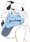 Rating: s
ID: 3174895
Date: 2022-02-13 15:22:41 -0500
Status: active
Score: 80
2022 accessory anthro big_breasts black_eyebrows black_eyes black_nose blue_clothing blue_hoodie blue_topwear bone bottomwear breasts canid canine canis chart clothed clothing commanding_viewer crossed_legs dialogue digital_media_(artwork) domestic_dog dominant dominant_female english_text eyebrows female fur furgonomics grey_bottomwear grey_clothing grey_skirt hair hair_accessory hair_over_eye hand_on_ground hand_on_knee hand_on_leg height_chart hi_res hoodie insult insulting_viewer inviting mammal narrowed_eyes one_eye_obstructed open_mouth paws pepper_(puppkittyfan1) pink_tongue ponytail portrait puppkittyfan1 shaded simple_background simple_shading sitting skirt smile solo tail tail_through_skirt talking_to_viewer teeth text three-quarter_portrait tongue topwear white_background white_body white_fur post #3174895