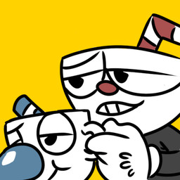 1:1 2017 animate_inanimate bendy_straw container cup cuphead_(character) cuphead_(game) digital_media_(artwork) drinking_straw duo for_a_head grin half-closed_eyes humanoid humor icon lol_comments low_res male meme mugman narrowed_eyes not_furry object_head reaction_image simple_background smile smirk smug teeth unknown_artist yellow_background