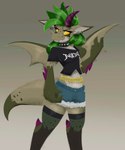 Rating: s
ID: 3394358
Date: 2022-06-16 06:03:45 -0400
Status: active
Score: 20
2022 5:6 absurd_res alternative_fashion anthro belt bottomwear bullet bullet_belt claws clothed clothing collar crop_top curved_horn denim denim_clothing devil_horns_(gesture) digital_media_(artwork) dragon ear_piercing ear_ring eyebrows eyelashes eyeliner fangs female finger_claws fishnet_clothing fishnet_legwear flutterthrash freckles gesture glamrock green_hair hair hand_gesture hand_on_hip heavy_metal hi_res horn invicta jewelry legwear makeup markings membrane_(anatomy) membranous_wings metal miasma_(jrvanesbroek) midriff mouth_closed multicolored_body multicolored_scales mythological_creature mythological_scalie mythology open_wings pants piercing punk ring_piercing scales scalie shirt shorts simple_background smile smirk smug solo spiked_collar spikes spikes_(anatomy) spots spotted_body spread_wings stockings tail teeth text text_on_clothing text_on_topwear thick_tail thigh_highs thrash_metal topwear two_tone_body two_tone_scales wings yellow_eyes yellow_sclera post #3394358