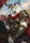 Rating: s
ID: 5594623
Date: 2025-05-24 07:45:02 -0400
Status: active
Score: 17
2025 alsares anthro antlers armor banner black_nose blue_eyes bracers canid circlet cloak clothing decorative_armor digital_media_(artwork) fur gold_(metal) gold_circlet gold_jewelry gold_necklace hand_wraps hi_res horn horseback jewelry leather leather_strap looking_at_viewer male mammal mane melee_weapon neck_tuft necklace pauldron pendant pointy_ears polearm portrait prick_ears purple_clothing red_cloak red_clothing regal riding_horse roman roman_clothing roman_empire sky solo spear straps three-quarter_portrait tuft watermark weapon white_body white_fur wraps post #5594623