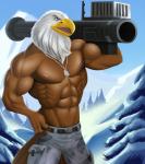 Rating: s
ID: 1150271
Date: 2017-02-27 21:08:38 -0500
Status: active
Score: 152
2017 abs accipitrid accipitriform animal_head animal_humanoid anthro avian bag bald_eagle beak belt biceps bird bottomwear camo clothed clothing detailed_background digital_media_(artwork) dog_tags eagle fim-92_stinger for_a_head hi_res humanoid jewelry male marsel-defender military missile_launcher mountain muscular muscular_anthro muscular_male navel necklace nipples open_mouth pants pecs plant ranged_weapon rocket_launcher sea_eagle serratus snow solo topless topless_male tree weapon post #1150271