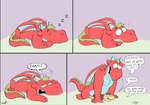 Rating: s
ID: 5662678
Date: 2025-06-23 13:58:33 -0400
Status: active
Score: 14
2022 anthro bovid brown_body caprine comic dated daztoons dialogue dragon drowsy duo english_text four_frame_image hi_res horn jago_(daztoons) male male/male mammal mane membrane_(anatomy) membranous_wings mythological_creature mythological_scalie mythology on_ground red_body scalie sheep shervin_(daztoons) signature sleeping sleeping_on_another sound_effects speech_bubble text vowelless vowelless_sound_effect waking_up wings zzz post #5662678