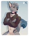 Rating: s
ID: 4139935
Date: 2023-06-29 10:06:09 -0400
Status: active
Score: 89
2023 absurd_res anthro artist_name barbell_piercing black_ears black_nose blue_hair bottomless brown_clothing brown_topwear canid cheek_tuft choker circular_barbell_piercing clothed clothing crash_azarel_(character) crossed_arms dated ear_piercing ear_ring facial_piercing facial_tuft front_view fur glistening glistening_eyes grey_body grey_fur grey_hair hair half-length_portrait hi_res jewelry light_body light_fur looking_at_viewer male mammal multicolored_hair navel necklace nose_piercing orange_eyes piercing portrait ring_piercing septum_piercing smile solo tan_body tan_fur text topwear tuft two_tone_hair vesper_art post #4139935