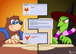 Rating: s
ID: 4455510
Date: 2023-12-05 20:48:24 -0500
Status: active
Score: 200
2023 4chan anthro avian backpack banjo-kazooie banjo_(banjo-kazooie) beak bear bird blue_eyes breegull claws clothed clothing comment_chain computer computer_keyboard electronics english_text eyelashes feathers female feral frown fur green_body green_eyes green_skin group gruntilda_winkybunion hair hat headgear headwear hi_res human humor inside jewelry kazooie magic_user male mammal monitor necklace profanity rareware scarf signature simple_background sitting skelly_doll smile teeth text trio tuft typing warts witch witch_hat yellow_eyes post #4455510