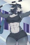 Rating: s
ID: 2030675
Date: 2019-10-22 02:02:44 -0400
Status: active
Score: 405
2019 abs anthro big_breasts blue_eyes bra breasts cherrikissu clothed clothing detailed_background digital_media_(artwork) dragon ear_piercing exercise female hair hi_res horn inside looking_at_viewer muscular muscular_anthro muscular_female mythological_creature mythological_scalie mythology piercing scalie signature smile solo sports_bra tail thick_thighs toned_stomach underwear v-cut weightlifting wingless_dragon workout zel_(notglacier) post #2030675
