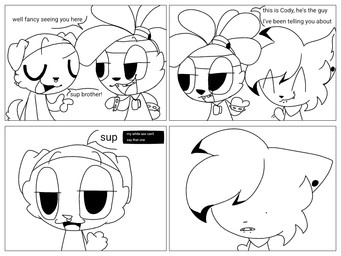 Rating: s
ID: 5670277
Date: 2025-06-27 01:47:26 -0400
Status: pending
Score: 0
4:3 ambiguous_gender anthro beagle bracelet braces canid canine canis censored_text comic dialogue dog_tags domestic_dog dreadlocks durag ear_piercing english_text facial_piercing gauged_ear group hungarian_sheepdog hunting_dog jewelry kerchief lip_piercing livestock_guardian_dog male mammal monochrome nose_piercing pastoral_dog piercing scent_hound septum_piercing snakebite_piercing spiked_bracelet spikes sweatband text trio v3sterp0nk wolf post #5670277