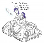 Rating: s
ID: 219202
Date: 2012-06-05 22:12:45 -0400
Status: active
Score: 7
1:1 absurd_res astra_militarum clothing commissar cutie_mark dialogue english_text equid equine eradicator female feral friendship_is_magic gun hasbro heavy_bolter hi_res horn imperial_guard leman_russ_tank line_art mammal melee_weapon my_little_pony mythological_creature mythological_equine mythology nova_cannon quadruped ranged_weapon rarity_(mlp) ridingengenere saber simple_background sketch solo sword tail tank_(vehicle) telekinesis text unicorn uniform vehicle warhammer_(franchise) warhammer_40000 weapon white_background white_body post #219202