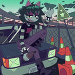Rating: s
ID: 5592357
Date: 2025-05-23 07:54:48 -0400
Status: active
Score: 15
1:1 80085 anthro boots bottle bottomwear bracelet brain_d0g car clothing collar container female fence footwear green_hair hair hi_res holding_bottle holding_container holding_object jewelry license_plate overpass pants road sharp_teeth shirt shoes sitting_on_car skull_symbol sky smile solo species_request spiked_bracelet spiked_collar spikes t-shirt teeth topwear traffic_cone traffic_sign vehicle post #5592357