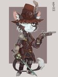 Rating: s
ID: 5634982
Date: 2025-06-11 10:22:16 -0400
Status: active
Score: 1
3:4 anthro arm_armor armored_boots belt blue_eyes bone book boots chainmail clothing coat costume domestic_cat fake_eye felid feline felis flintlock_pistol footwear gloves handwear hat headgear headwear hi_res jewelry leather leather_clothing leather_coat leather_topwear male mammal melee_weapon pink_nose plantigrade rapier shoes skull solo sword topwear tuxedo_cat vermintide warhammer_(franchise) warhammer_fantasy weapon post #5634982