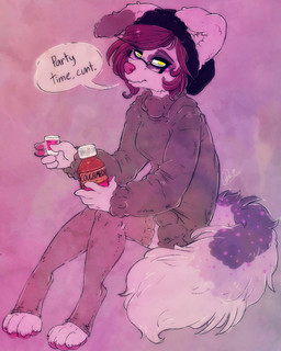 2014 4_toes anthro beverage brown_hair canine clothed clothing dimmi_(character) dimwitdog female fingers fur hair hat headwear hi_res mammal medicine paws purple_fur solo toes yellow_eyes
Rating: Safe
Score: 4
User: Munkelzahn
Date: August 19, 2017 2014 4_toes anthro beverage brown_hair canine clothed clothing dimmi_(character) dimwitdog female fingers fur hair hat headwear hi_res mammal medicine paws purple_fur solo toes yellow_eyes
Rating: Safe
Score: 4
User: Munkelzahn
Date: August 19, 2017