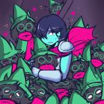 1:1 2018 ambiguous_gender anthro armor black_body black_fur blue_body blue_hair blue_skin blush blush_stickers bodily_fluids bovid caprine clone clothed clothing crackers_(artist) darkner daww deltarune digital_media_(artwork) eyes_closed eyewear flying_sweatdrops fully_clothed fur glasses goat green_clothing green_hat green_headwear green_robe group hair hair_over_eye hat head_tuft headgear headwear heart_symbol hug human kris_(deltarune) lol_comments looking_at_viewer mammal one_eye_obstructed open_mouth open_smile pauldron pink_scarf raised_arm ralsei red_eyes robe scarf sketch smile sparkles surrounded sweat sweatdrop toony tuft undertale_(series) uwu white_eyes wide_eyed witch_hat