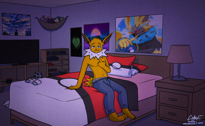 Rating: s
ID: 5762629
Date: 2025-08-07 13:02:18 -0400
Status: active
Score: 4
anthro anthrofied bed bed_covers bed_sheet bedding bedroom bedroom_eyes clothing codyf0xx eeveelution fan_character furniture generation_1_pokemon generation_7_pokemon hi_res jolteon legendary_pokemon male narrowed_eyes nintendo pajama_bottoms pajama_pants pajamas pokemon pokemon_(species) poster seductive underwear zayden zeraora post #5762629