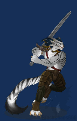 action_pose anthro armor blackchaos666 blue_eyes braided_hair charr claws clothing fangs feline female flat_chested fluffy fluffy_tail fur greatsword guild_wars hair hi_res horn mammal mane melee_weapon multi_ear simple_background solo stripes video_games weapon white_fur
Rating: Safe
Score: 4
User: rednikzelong
Date: July 23, 2017 action_pose anthro armor blackchaos666 blue_eyes braided_hair charr claws clothing fangs feline female flat_chested fluffy fluffy_tail fur greatsword guild_wars hair hi_res horn mammal mane melee_weapon multi_ear simple_background solo stripes video_games weapon white_fur
Rating: Safe
Score: 4
User: rednikzelong
Date: July 23, 2017