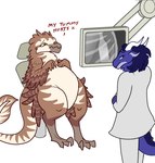 Rating: s
ID: 4569769
Date: 2024-01-31 22:25:56 -0500
Status: active
Score: 39
2_horns 3_toes ambiguous_gender anthro arm_feathers belly big_belly biped blue_eyes bottle cassiopeia-rjg cassiopeia_(cassiopeia_rjg) chair container countershade_face countershade_neck countershade_tail countershade_torso countershading crossed_arms dakotaraptor digitigrade dinosaur doctor dragon dromaeosaurid duo english_text eyelashes feathered_dinosaur feathered_scalie feathers feet feral frown fur furniture hair hi_res horn laws medical_instrument mythological_creature mythological_scalie mythology object_in_stomach prehistoric_species pupils purple_body purple_fur purple_hair reptile scales scalie scientific_instrument simple_background sitting slit_pupils tail tail_feathers tail_mane tan_body tan_countershading text theropod toes valky_(hydrawave) white_background white_horn x-ray_view post #4569769
