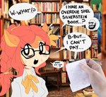 Rating: s
ID: 2919027
Date: 2021-09-09 03:42:19 -0400
Status: active
Score: 55
absurd_res anthro bodily_fluids bow_tie braided_hair cervine deer dialogue english_text eyelashes eyewear female glasses hair hi_res inside library long_hair mammal open_mouth ponporio shel_silverstein solo speech_bubble sweat sweatdrop text post #2919027