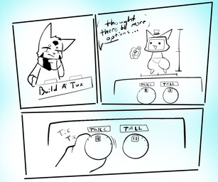 Rating: s
ID: 5354391
Date: 2025-02-05 22:36:24 -0500
Status: active
Score: 10
2024 3_panel_comic 4_fingers anthro black_eyes black_markings black_text blue_background cheek_markings defunctumbra diamond_(marking) digital_drawing_(artwork) digital_media_(artwork) domestic_cat duo ellipsis english_text eyebrows facial_markings felid feline felis female female_anthro fingers forehead_markings hand_on_chin hand_on_hip hand_on_own_chin hand_on_own_hip head_markings head_tuft hi_res looking_down male male_anthro mammal markings multicolored_scarf onomatopoeia open_mouth open_smile pawpads robot_anthro rubbing_chin scarf screen screen_face simple_background smile sound_effects talking_to_self text thinking tuft tuxxy two_tone_scarf umbra_(defunctumbra) whisker_markings post #5354391