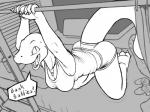Rating: s
ID: 1102565
Date: 2017-01-09 16:41:44 -0500
Status: active
Score: 114
5_fingers anole anthro bed biped blue_anole bottomwear breasts bunk_bed butt claws clothed clothing controller dialogue eliza_(vader-san) female fingers furgonomics furniture game_controller greyscale jewelry kneeling line_art lizard looking_at_viewer monochrome necklace non-mammal_breasts on_bed pupils reptile scalie shirt shorts sketch slit_pupils solo tail tail_clothing topwear vader-san post #1102565