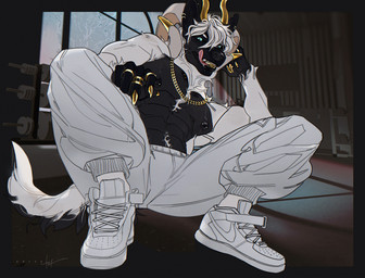 Rating: s
ID: 5256253
Date: 2024-12-21 10:27:00 -0500
Status: active
Score: 22
2023 2_horns abs anthro black_body blue_eyes body_hair bottomwear chain_necklace claws clothing crouching dragon footwear gold_(metal) gold_claws gold_tooth hair happy_trail horn inside jewelry koazy looking_at_viewer male muscular mythological_creature mythological_scalie mythology necklace nipple_piercing nipples pants piercing ring scalie shirtless shirtless_male shoes solo spread_legs spreading tongue tongue_out totsaarkonn white_body white_bottomwear white_clothing white_hair white_pants post #5256253