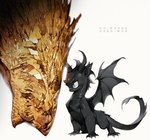 Rating: s
ID: 3802117
Date: 2023-01-09 14:36:34 -0500
Status: active
Score: 25
angry82pigeon black_body black_scales blue_eyes dragon dragon_horn duo english_text eruhaben european_mythology feral gold_scales horn male male/male mythological_creature mythological_scalie mythology quadruped raon_miru scales scalie size_difference tail text trash_of_the_count's_family western_dragon winged_dragon yellow_eyes post #3802117