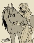 Rating: s
ID: 5305567
Date: 2025-01-13 16:16:21 -0500
Status: active
Score: 35
anthro bagelbytes black_and_yellow brush brushing buckshot_(bagelbytes) carrot equid equine fangs felid feline female feral food fur green_eyes hair highlights_(coloring) horse jesse_(bagelbytes) mammal monochrome personal_grooming plant prehistoric_species red_hair saber-toothed_tiger social_grooming tail tail_tuft teeth tuft vegetable post #5305567