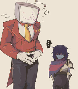 Rating: s
ID: 5669547
Date: 2025-06-26 18:32:35 -0400
Status: active
Score: 2
ambiguous_gender antennae_(anatomy) armor blue_body blue_skin blush blush_lines bottomwear clothed clothing darkner deltarune duo electronics for_a_head fully_clothed gloves hair handwear hi_res human humanoid jacket kris_(deltarune) male mamaito mammal necktie not_furry object_head pants pointy_nose screen screen_face screen_head smile television tenna_(deltarune) topwear tv_head undertale_(series) post #5669547