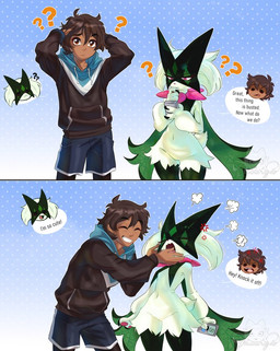 Rating: s
ID: 5658171
Date: 2025-06-21 13:44:01 -0400
Status: active
Score: 88
angry axel_(poke789) body_swap brown_hair claws clothed clothing comic cross-popping_vein dialogue duo english_text eyes_closed facial_markings featureless_crotch felid feline female feral fur generation_9_pokemon green_body green_fur hair head_markings headshot_portrait human male mammal markings mask_(marking) meowscarada navel nintendo nude open_mouth pattern_background pawpads petting pokemon pokemon_(species) portrait purrynx queenpurr question_mark red_eyes simple_background speech_bubble synchro_machine text toony post #5658171