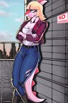 Rating: s
ID: 3701931
Date: 2022-11-19 22:47:28 -0500
Status: active
Score: 12
2021 5_fingers anthro belt blonde_hair blowing_bubble_gum blue_bottomwear blue_clothing blue_jeans blue_pants boots bottomwear breasts bubble bubble_gum candy cavemanon_studios city cityscape cleavage clothed clothing crossed_arms crossed_legs deadassspider denim denim_bottomwear denim_clothing dessert dinosaur english_text female fingers food footwear gum hadrosaurid hair hi_res i_wani_hug_that_gator inflating jacket jeans leaning leaning_backward leaning_on_wall long_tail mia_moretti multicolored_body open_clothing open_jacket open_topwear ornithischian ornithopod outside pants parasaurolophus pink_body prehistoric_species red_clothing red_jacket red_topwear reptile scalie shirt shoes side_view sky solo spikes spikes_(anatomy) tail text topwear torn_bottomwear torn_clothing torn_jeans torn_pants two_tone_body post #3701931