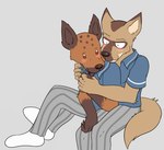 Rating: s
ID: 4803469
Date: 2024-05-24 00:48:44 -0400
Status: active
Score: 37
2019 anthro anthro_on_anthro beastars biped black_nose blue_clothing blue_shirt blue_topwear blush bottomwear brown_body brown_claws brown_fur brown_nose canid canine canis claws clothed clothed_anthro clothed_male clothing countershade_fur countershade_torso countershading coyote cuddling duo durham_(beastars) finger_claws fluffy fluffy_tail footwear fully_clothed fully_clothed_anthro fully_clothed_male fur gloves_(marking) grey_background grey_bottomwear grey_clothing grey_pants hi_res hyena interspecies male male/male mammal markings miguno_(beastars) nuzzling on_lap pants pattern_bottomwear pattern_clothing pattern_pants reverse_countershading school_uniform shirt simple_background sitting sitting_on_lap smile socks spots spotted_body spotted_fur spotted_hyena striped_bottomwear striped_clothing striped_pants stripes tail tan_body tan_fur tongue tongue_out topwear twiggyboyo uniform white_clothing white_footwear white_socks post #4803469