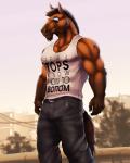 Rating: s
ID: 1707756
Date: 2018-11-14 00:22:15 -0500
Status: active
Score: 96
4:5 anthro belt bottomwear clothed clothing day dream_and_nightmare english_text equid equine eyewear facial_hair glasses hi_res horse male mammal muscular muscular_anthro muscular_male officer_munroe pants shirt solo sunglasses tank_top text topwear post #1707756