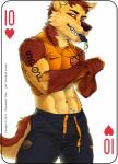 Rating: s
ID: 1783943
Date: 2019-02-04 19:49:02 -0500
Status: active
Score: 38
2019 a.s._roma abs anthro bottomwear brown_body brown_fur canid canine canis card card_template clothed clothing coach copyright_symbol digital_media_(artwork) english_text fonyaa fur hair hearts_(suit) looking_at_viewer male mammal muscular muscular_anthro muscular_male navel nike pants pecs playing_card playing_card_template red_eyes shirt simple_background smile solo standing symbol teeth ten_of_hearts text text_on_body text_on_clothing text_on_shirt text_on_topwear topwear whistle_(object) white_background wolf post #1783943