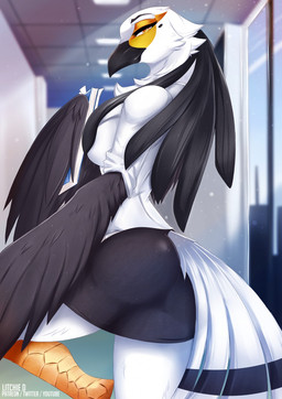 Rating: s
ID: 5655830
Date: 2025-06-20 14:41:32 -0400
Status: active
Score: 14
2020 accipitriform aggretsuko anthro avian beak bird black_beak black_body black_bottomwear black_clothing black_feathers black_skirt bottomwear breasts clothing feathers female hi_res litchie_d looking_at_viewer looking_back notebook office office_clothing paper sanrio secretary_bird secretary_washimi shirt skirt solo tail tail_feathers topwear white_body white_clothing white_feathers white_shirt white_topwear yellow_eyes post #5655830