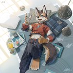 Rating: s
ID: 5614474
Date: 2025-06-01 15:55:14 -0400
Status: active
Score: 17
1:1 5_fingers absurd_res anthro asian_clothing blue_eyes canid claws clothed clothing clothing_lift digital_media_(artwork) finger_claws fingers fluffy fluffy_tail fur hi_res illuminated kemono lattice lokey lying lying_on_ground male mammal multicolored_body multicolored_fur navel on_ground open_mouth pillow pointy_ears shirt shirt_lift signature solo tail topwear vinyl_record window_light post #5614474