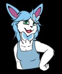 Rating: s
ID: 1548150
Date: 2018-05-18 03:23:47 -0400
Status: active
Score: 3
anthro anthrofied black_background blue_hair bow_(anatomy) clothing cylus_karamele ear_bow_(anatomy) eeveelution female fur generation_6_pokemon green_eyes hair half-length_portrait hand_on_hip hi_res humanoid_hands looking_at_viewer muscular muscular_anthro muscular_female neck_bow_(anatomy) nintendo overalls pokemon pokemon_(species) pokemorph portrait pose shiny_pokemon simple_background smile solo sylveon teeth tongue zer0health post #1548150