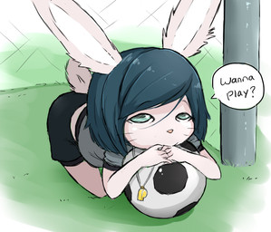 all_fours ambiguous_gender anthro black_bottomwear black_clothing black_hair clothed clothing cub dialogue english_text fur green_eyes grey_topwear hair hanage1 holding_ball lagomorph long_ears looking_at_viewer mammal net pink_nose rabbit soccer solo speech_bubble sport text whiskers whistle white_fur young
Rating: Safe
Score: 4
User: Strikerman
Date: June 25, 2017 all_fours ambiguous_gender anthro black_bottomwear black_clothing black_hair clothed clothing cub dialogue english_text fur green_eyes grey_topwear hair hanage1 holding_ball lagomorph long_ears looking_at_viewer mammal net pink_nose rabbit soccer solo speech_bubble sport text whiskers whistle white_fur young
Rating: Safe
Score: 4
User: Strikerman
Date: June 25, 2017