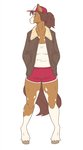 Rating: s
ID: 2561727
Date: 2021-01-07 16:18:27 -0500
Status: active
Score: 42
anthro bottomwear breasts brown_body brown_eyes brown_fur brown_hair cleavage clothed clothing dolphin_shorts equid equine facial_markings female fur hair hand_in_pocket hands_in_both_pockets hat head_markings headgear headwear hi_res hooves horse jacket long_hair looking_aside mammal markings multicolored_body multicolored_fur muzzle_(marking) pigeon_toed pockets ponytail rose_(slightlysimian) shirt shorts simple_background slightlysimian snout snout_markings solo standing topwear two_tone_body two_tone_fur white_background white_body white_fur post #2561727