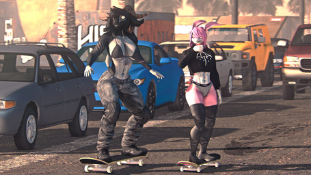 Rating: s
ID: 3372056
Date: 2022-06-04 09:42:33 -0400
Status: active
Score: 50
16:9 3d_(artwork) 4k abs absurd_res anthro black_body black_fur black_hair boots bovid caprine car clothing digital_media_(artwork) duo fan_character female female/female footwear ford ford_escort ford_mustang fur gmc goat graffiti hair hi_res horn hummer isis_deva_(ludexus) knee_pads lagomorph legwear leporid long_ears ludexus mammal muscular muscular_anthro muscular_female nissan palm_tree park pink_body pink_fur pink_hair plant rabbit shoes skate_park skateboard skateboarding source_filmmaker_(artwork) street street_lamp tattoo thigh_boots thigh_highs toyota toyota_corolla tree vehicle warfare_goat warfaremachine_(modeler) white_chest widescreen zafy_takada_(ludexus) post #3372056
