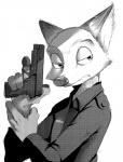 Rating: s
ID: 1053683
Date: 2016-11-19 15:51:55 -0500
Status: active
Score: 5
2016 4_fingers anthro black_and_white canid canine clothed clothing disney dithering fingers fox frown fur gun handgun holding_arm holding_gun holding_object holding_ranged_weapon holding_weapon looking_back male mammal monochrome necktie nick_wilde pistol raizinndx ranged_weapon red_fox shirt side_view simple_background solo topwear true_fox weapon white_background zootopia post #1053683