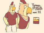 Rating: s
ID: 5552651
Date: 2025-05-06 09:37:08 -0400
Status: active
Score: 4
4:3 adamphoebe anthro avian avian_caruncle bird bottomwear chicken clothing comb_(anatomy) conditional_dnp feathers galliform gallus_(genus) head_crest hi_res looking_aside male model_sheet muscular muscular_male nervous pants phasianid red_clothing red_shirt red_topwear shirt solo tail tail_feathers tan_body tan_feathers thomas_plymouth topwear white_bottomwear white_clothing white_pants post #5552651