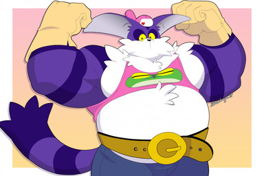 Rating: s
ID: 5732511
Date: 2025-07-24 23:14:24 -0400
Status: active
Score: 14
5_fingers anthro backwards_hat belly big_belly big_the_cat black_eyes bluesky_(social_media) clothing domestic_cat felid feline felis fingers flexing flexing_bicep flexing_both_biceps fur fur_tuft furaffinity gloves gradient_background handwear hat headgear headwear hi_res hikazedragon male mammal multicolored_body multicolored_fur musclegut muscular muscular_arms pink_clothing pink_hat pink_headwear pink_shirt pink_tank_top pink_topwear purple_body purple_fur sega shirt simple_background solo sonic_the_hedgehog_(series) striped_body striped_fur stripes tail tank_top tight_clothing tight_shirt tight_topwear topwear tuft twitter white_belly yellow_clothing yellow_gloves yellow_handwear yellow_sclera post #5732511