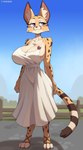 Rating: s
ID: 5584587
Date: 2025-05-19 19:29:41 -0400
Status: active
Score: 84
3_toes absurd_res anthro big_breasts biped blurred_background breasts brown_tail cleavage clothed clothing cooliehigh day detailed_background dress feet felid feline female fence flower_ornament footwear front_view full-length_portrait fully_clothed fur hi_res huge_breasts looking_aside mammal mara_(cooliehigh) multicolored_body multicolored_fur multicolored_tail outside portrait pupils purple_eyes sandals serval shoes sky solo standing tail toes white_clothing white_dress yellow_body yellow_fur yellow_tail post #5584587