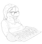 Rating: s
ID: 5553288
Date: 2025-05-06 15:09:36 -0400
Status: pending
Score: 1
2024 alternate_costume anthro apron baryonyx big_breasts breasts candy cavemanon_studios chocolate chocolate_chip_cookie chocolate_chips cleavage clothed clothing cookie cookie_tray dessert dinosaur eyelashes eyes_closed eyewear female food freckled_chest freckled_face freckles glasses handwear i_wani_hug_that_gator lazy-a-ile monochrome olivia_halford open_mouth open_smile oven_mitts prehistoric_species reptile scalie sketch smile snout solo spinosaurid theropod post #5553288