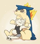 Rating: s
ID: 5119189
Date: 2024-10-16 15:30:52 -0400
Status: active
Score: 126
2024 2024_pokemon_gigaleak 3_toes ambiguous_gender anthro barefoot black_clothing black_shirt black_tank_top black_topwear blush bodily_fluids bottomwear canid canine clothing crying digital_media_(artwork) duo english_description feet fire fur generation_2_pokemon hi_res hug justice_for_typhlosion kneeling male mammal miruku_(artist) nintendo pokemon pokemon_(species) shirt shorts simple_background sitting tail tank_top tears tears_of_joy toes topwear typhlosion white_body white_fur post #5119189