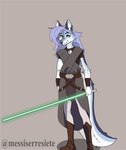 Rating: s
ID: 5575797
Date: 2025-05-16 02:05:40 -0400
Status: active
Score: 3
anthro blue_body blue_eyes blue_fur blue_hair boots canid canine canis clothing fan_character female footwear fox fur hair hi_res jedi lightsaber mammal melee_weapon messiserresiete multicolored_hair multicolored_tail robe shoes simple_background smile solo star_wars tail weapon white_body white_fur wristband post #5575797