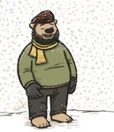 Rating: s
ID: 2683112
Date: 2021-04-04 18:02:25 -0400
Status: active
Score: 5
2009 anthro archived_source bear bottomwear brown_body brown_fur clothing eyes_closed fur hat headgear headwear male mammal mustard_(artist) overweight overweight_anthro overweight_male pants scarf snow snowing solo sweater topwear post #2683112